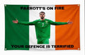 Troy Parrott Ireland Flag Banner – ‘Parrots’s On Fire Your Defence Is Terrified’ | 150cmx90cm Banner