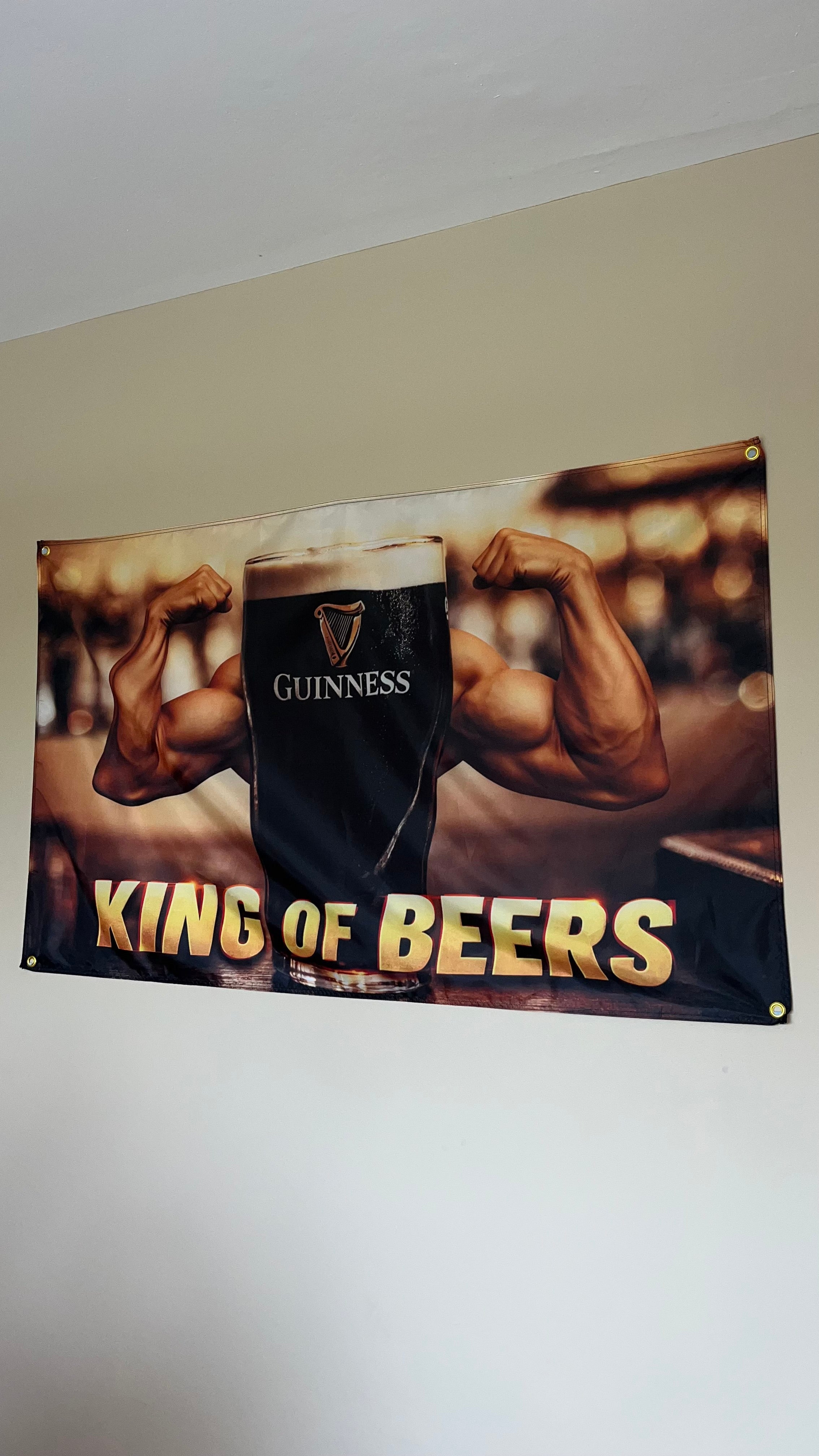 King of Beers Flag – 150cm x 90cm – Funny Home Bar & Man Cave Banner