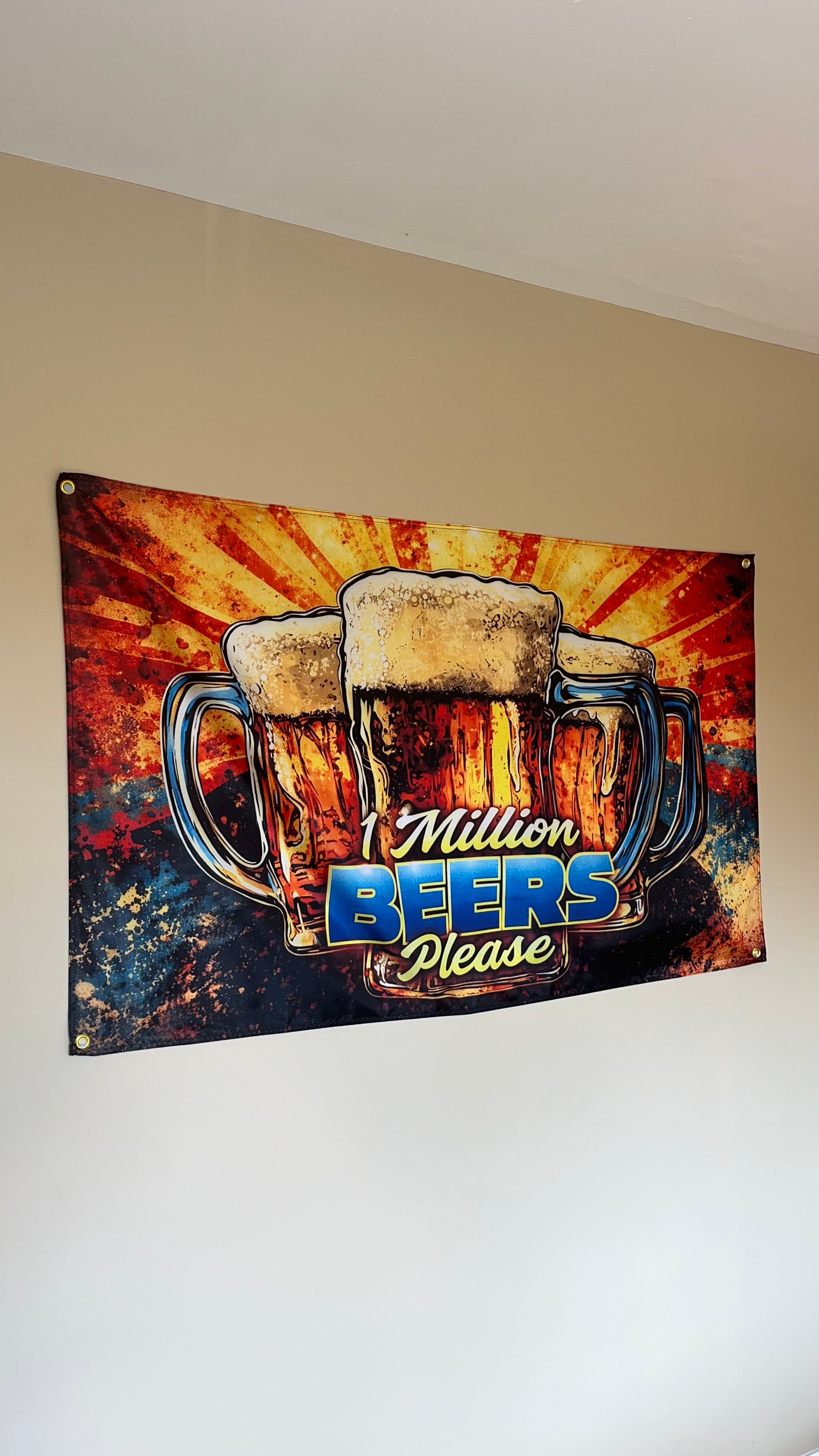 1 Million Beers Please Flag – 150cm x 90cm – Funny Home Bar & Man Cave Banner