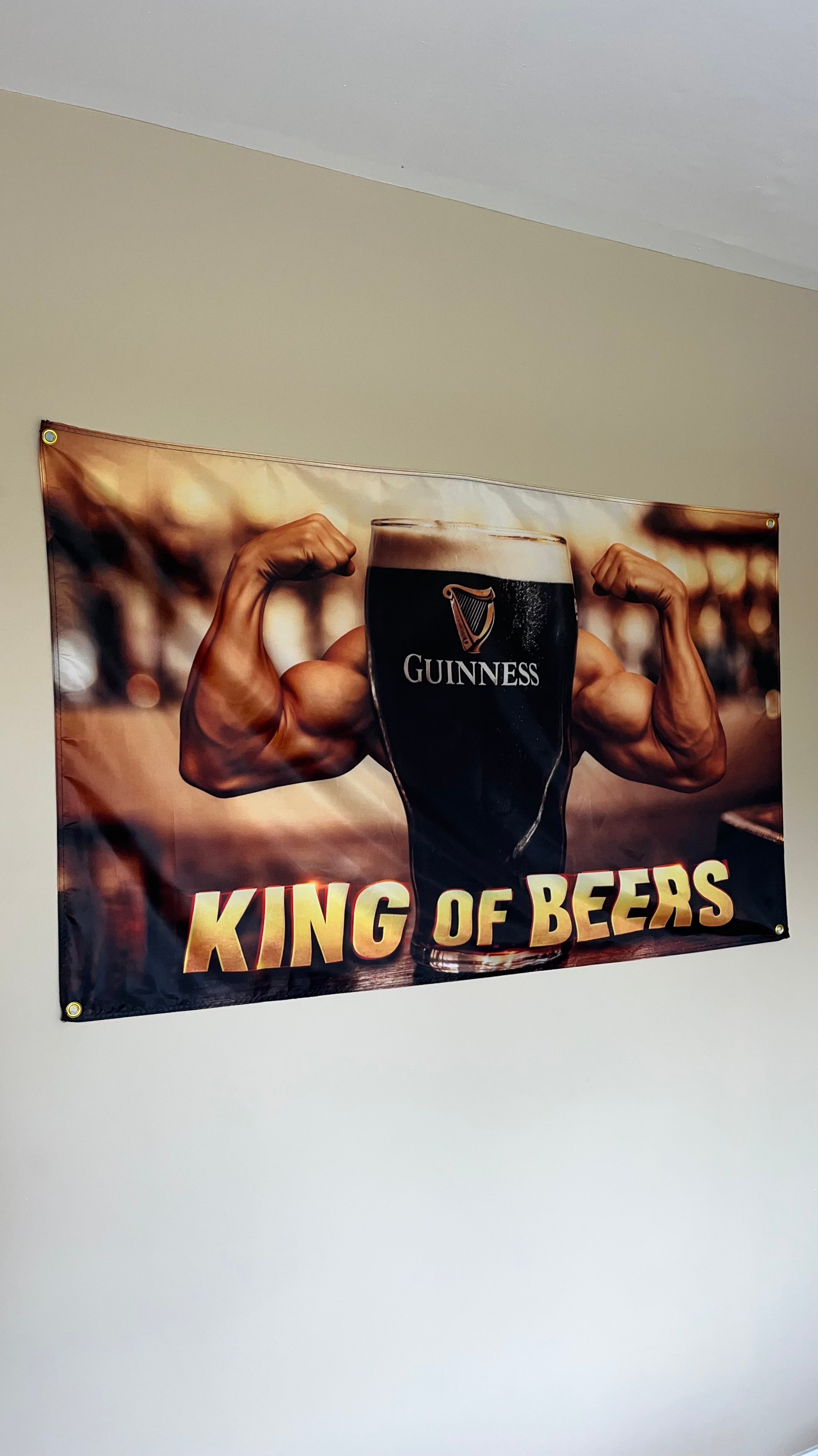King of Beers Flag – 150cm x 90cm – Funny Home Bar & Man Cave Banner
