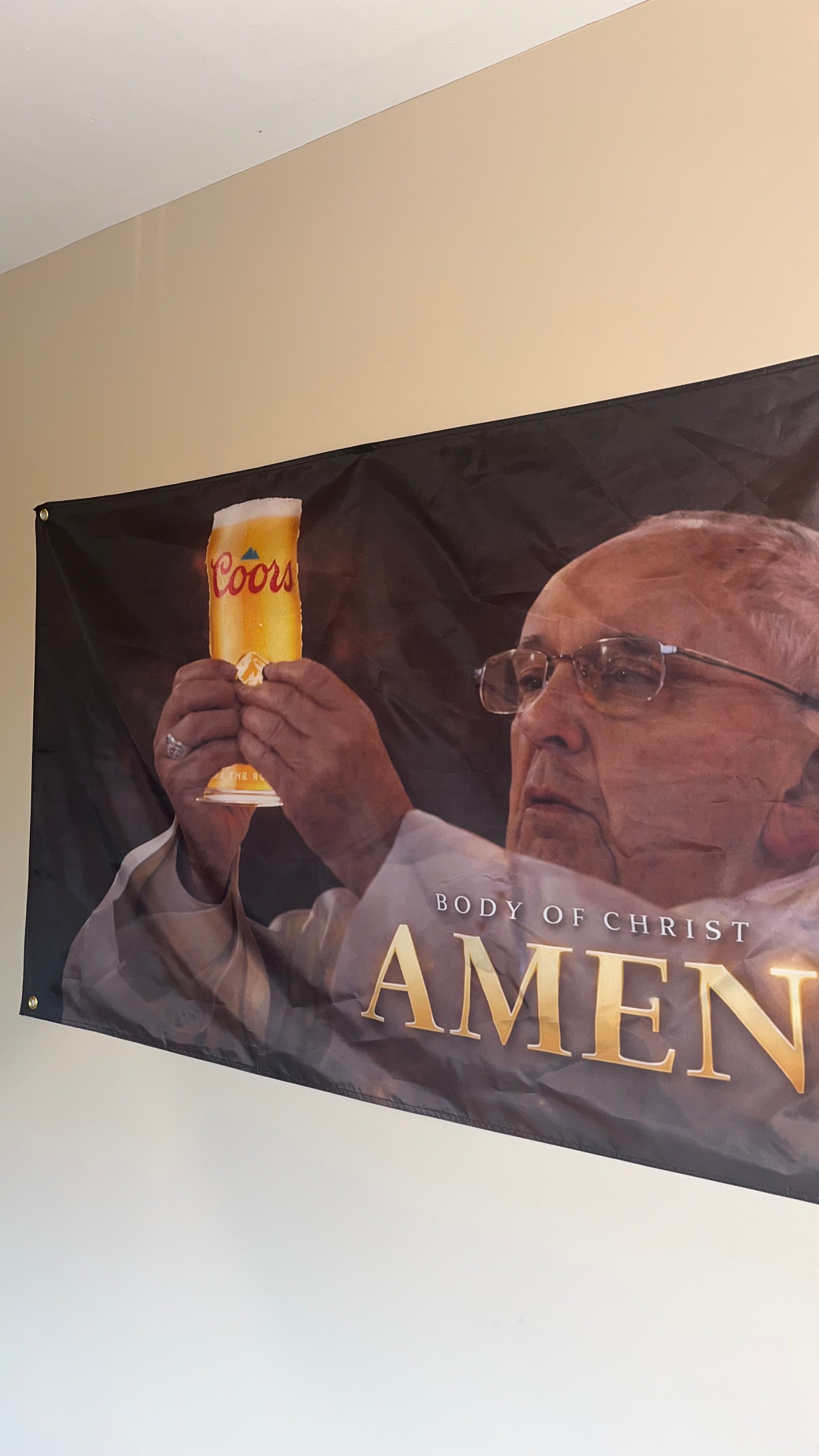 Body of Christ Amen Flag – 150cm x 90cm – Funny Beer & Pub Humor Banner