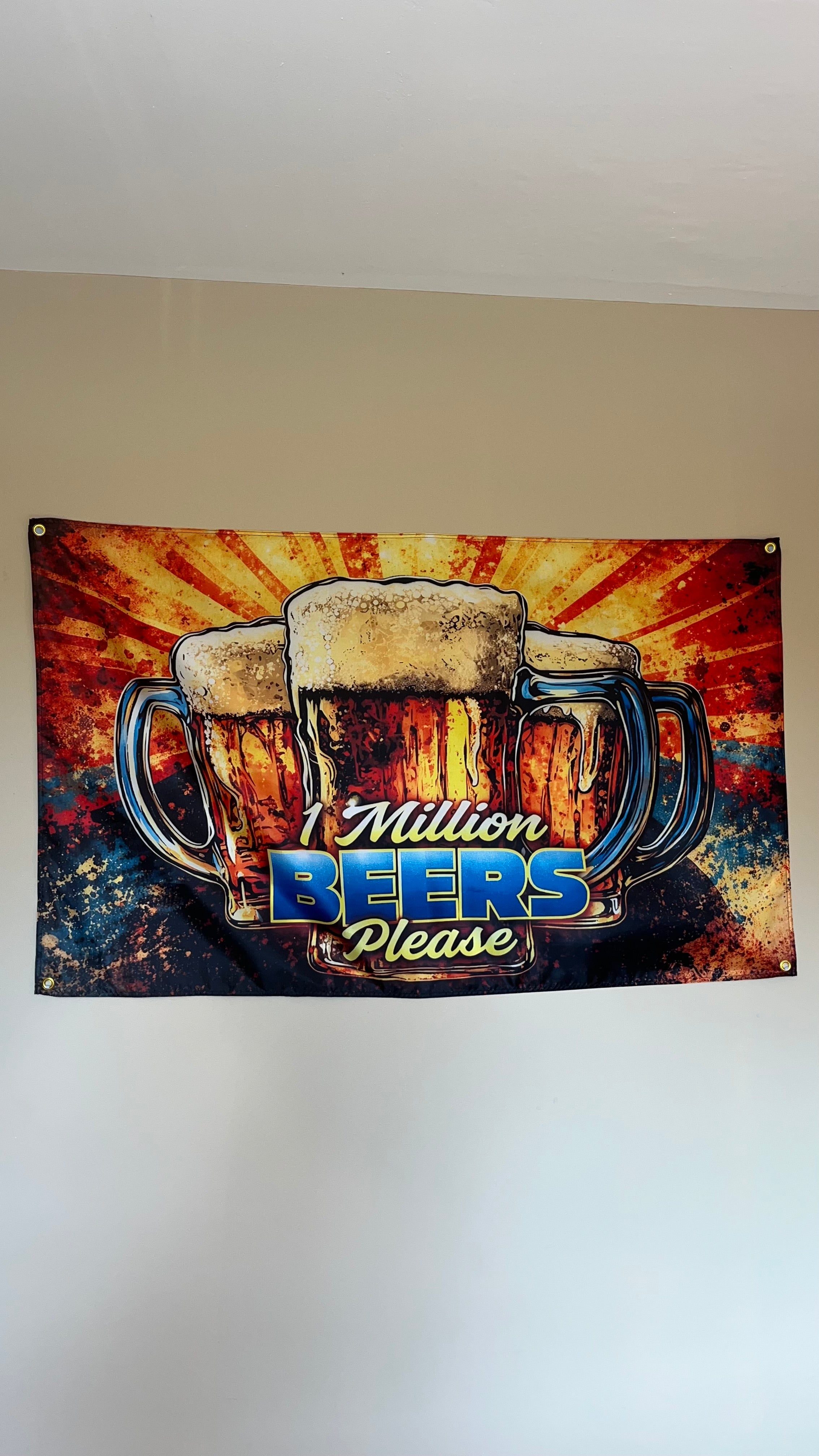 1 Million Beers Please Flag – 150cm x 90cm – Funny Home Bar & Man Cave Banner