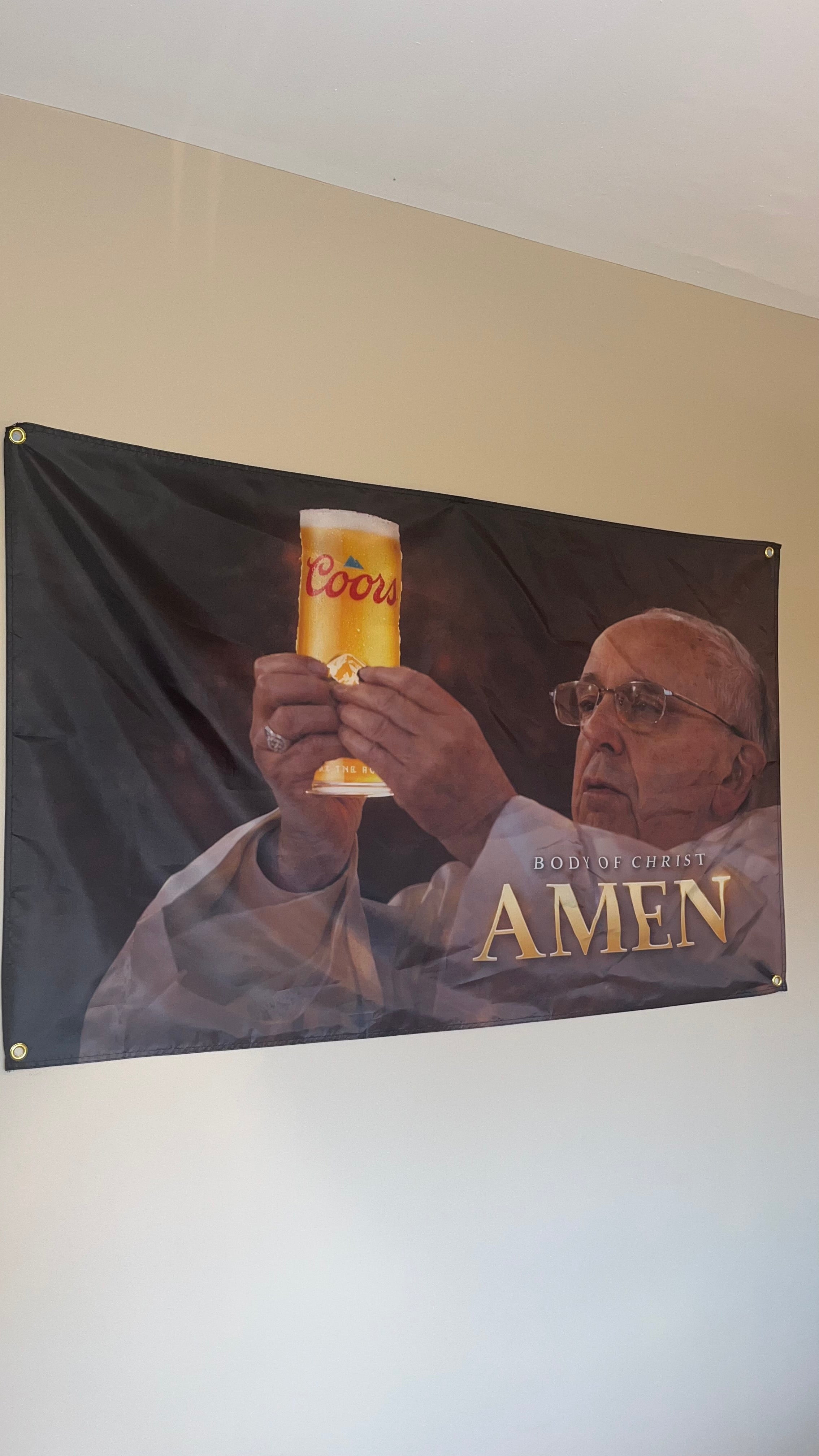 Body of Christ Amen Flag – 150cm x 90cm – Funny Beer & Pub Humor Banner