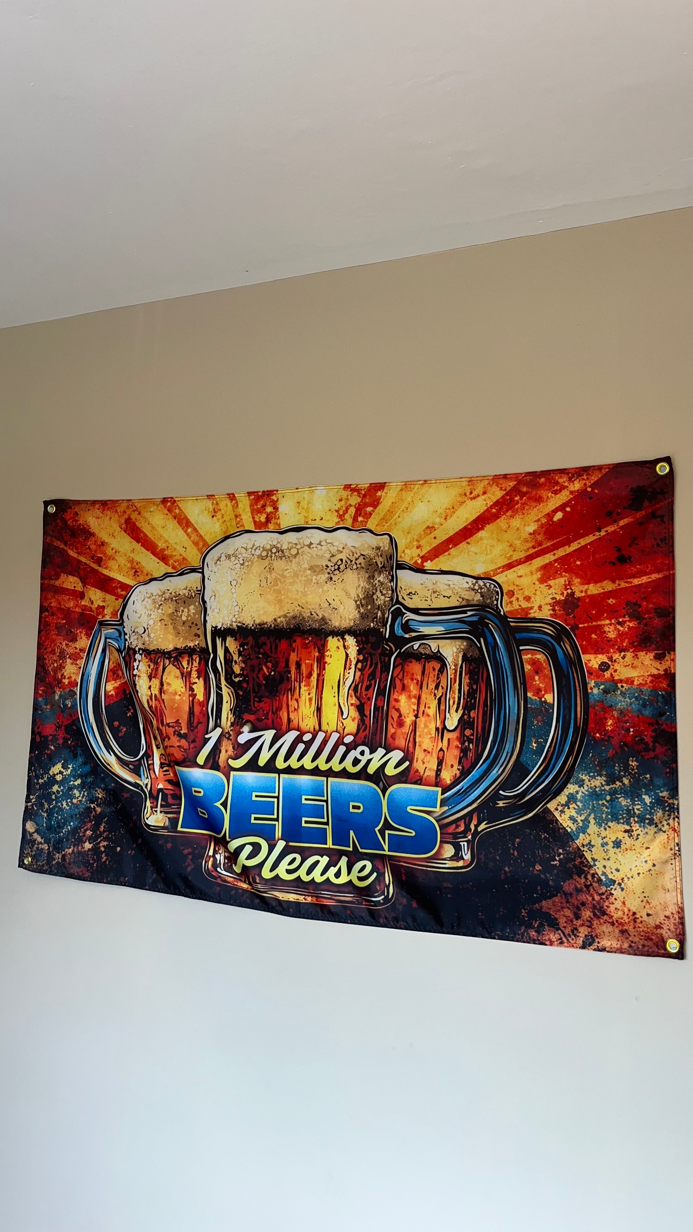 1 Million Beers Please Flag – 150cm x 90cm – Funny Home Bar & Man Cave Banner