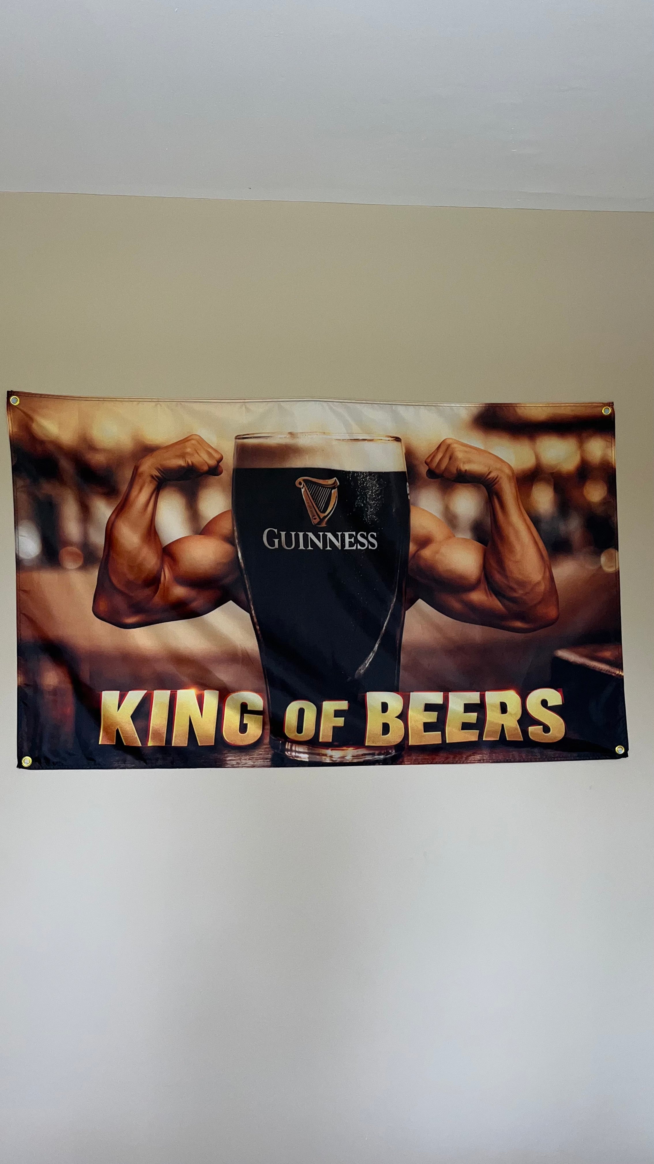King of Beers Flag – 150cm x 90cm – Funny Home Bar & Man Cave Banner